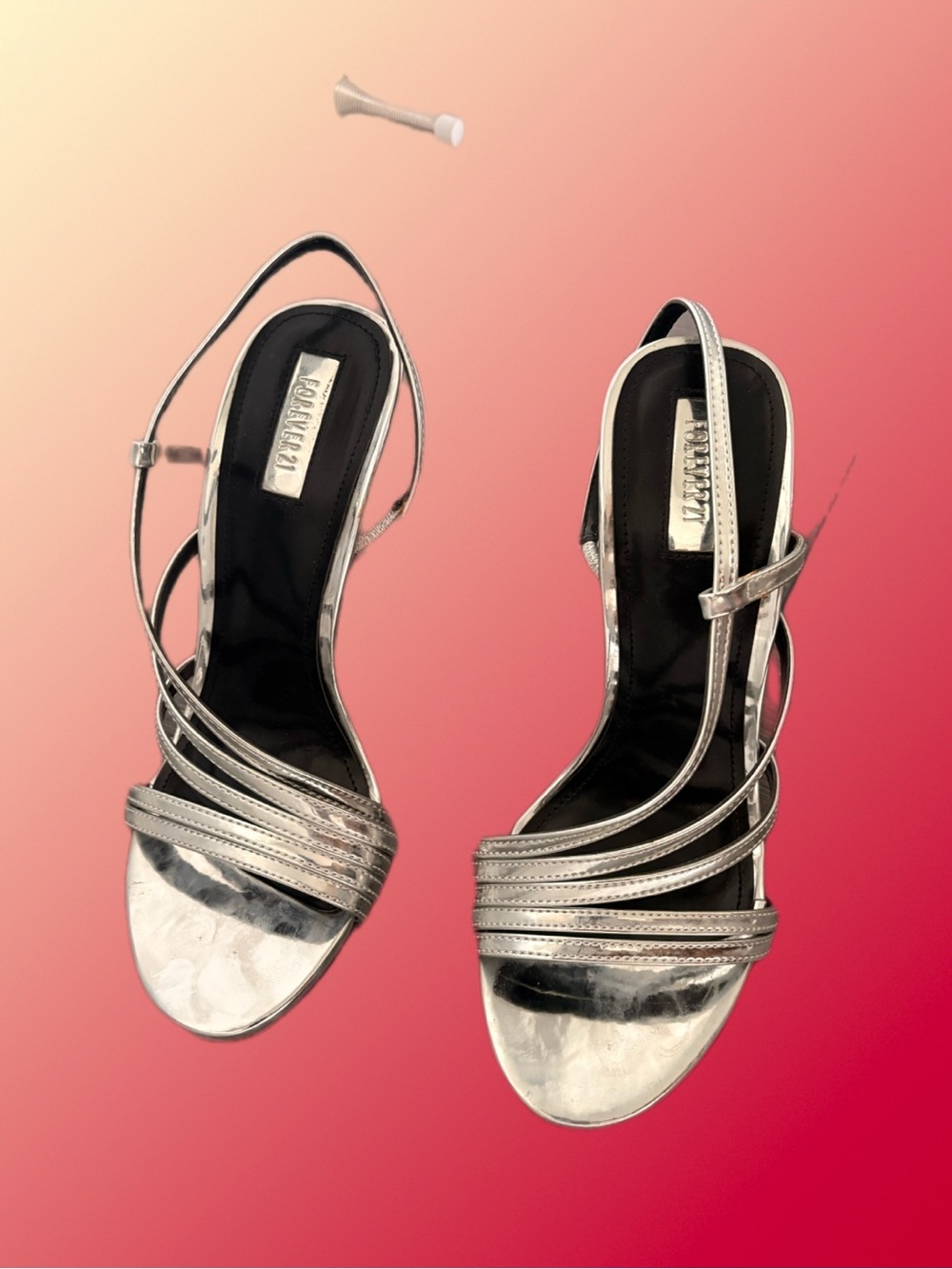Forever 21 Silver Multi-Strap Stiletto Sandals